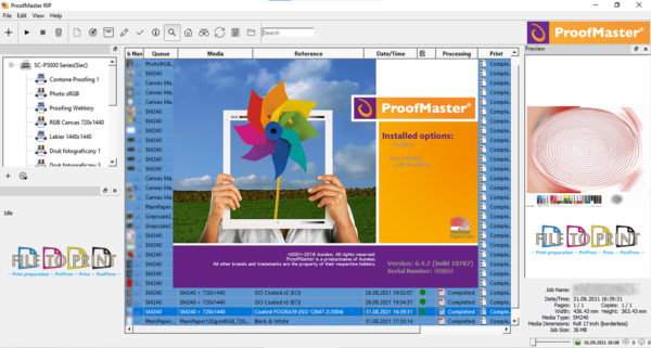 ProofMaster RIP software preview from 01-09-2021 by FILE TO PRINT T.Siniak. Copyright by PrintFactory, FILE TO PRINT T.Siniak printfactory-dealer.pl