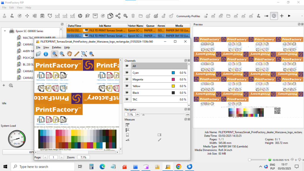 03-03-2025 Screenshot from PrintFactory RIP latest version no.6.8.4.12072 from 19 January 2025 used by PrintFactory dealer FILE TO PRINT T.Siniak Warsaw Poland. Copyright by PrintFactory, PrintFactory dealer printfactory-dealer.pl