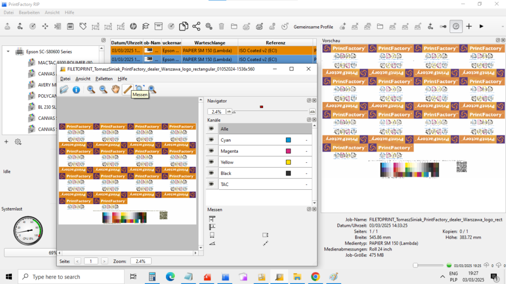 03-03-2025 Screenshot von PrintFactory Layout neueste Version Nr.6.8.4.12072 vom 19. Januar 2025 verwendet von PrintFactory Händler FILE TO PRINT T.Siniak Warschau Polen. Copyright by PrintFactory, PrintFactory-Händler printfactory-dealer.pl