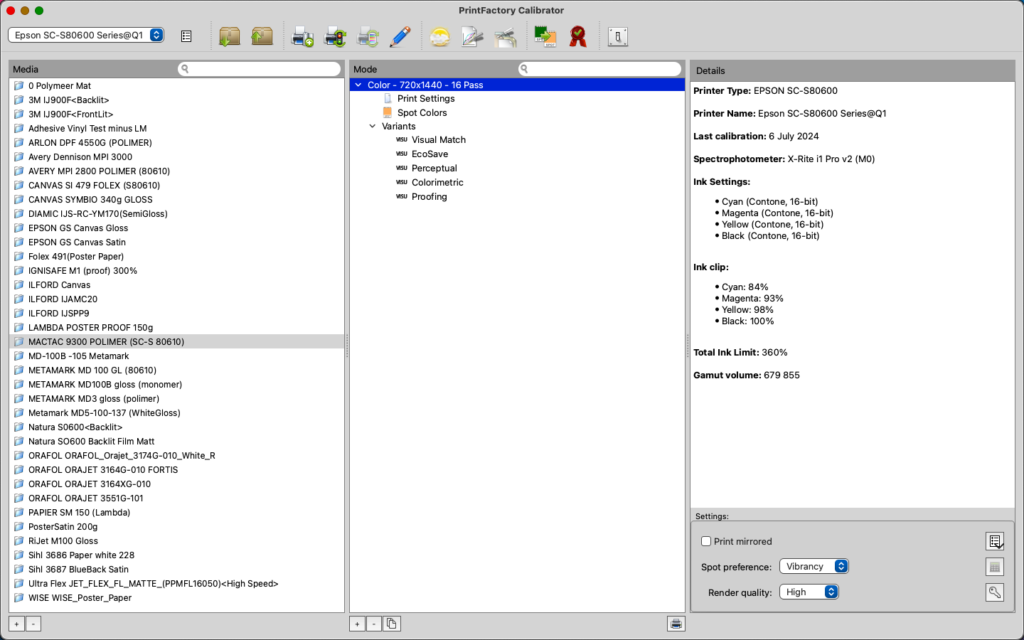 2026-05-21 at 13.40 PrintFactory Calibrator on macOS in NFR version 2026_1_1_12499 FILE TO PRINT PrintFactory dealer Warsaw Poland