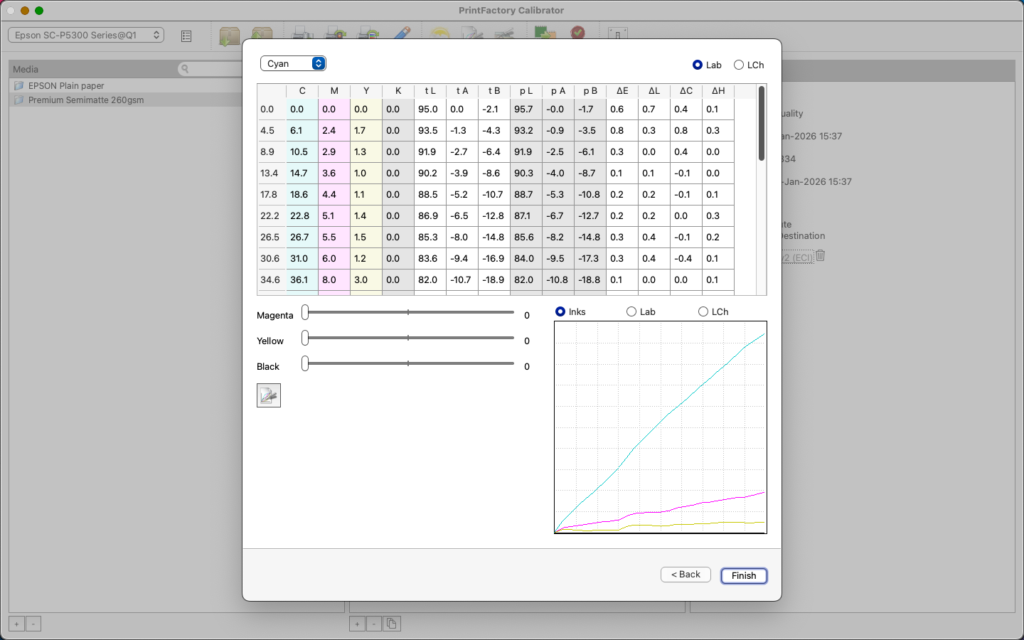 2026-05-21 at 13.50 PrintFactory Calibrator profile details on macOS in NFR version 2026_1_1_12499 FILE TO PRINT PrintFactory dealer Warsaw Poland