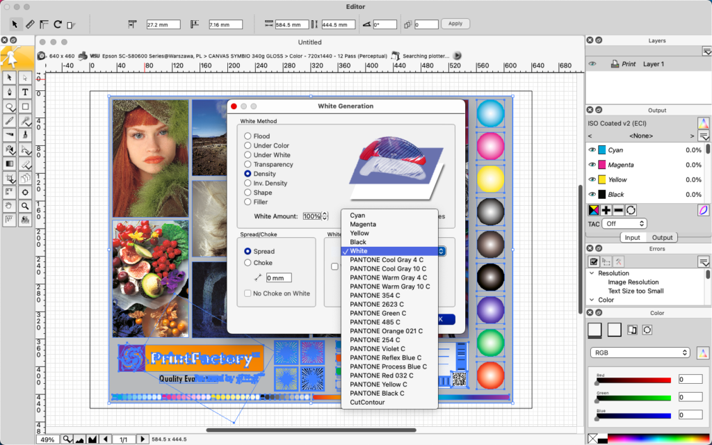 2026-05-21 at 14.25 PrintFactory Editor White Generation features on macOS in NFR version 2026_1_1_12499 FILE TO PRINT PrintFactory dealer Warsaw Poland