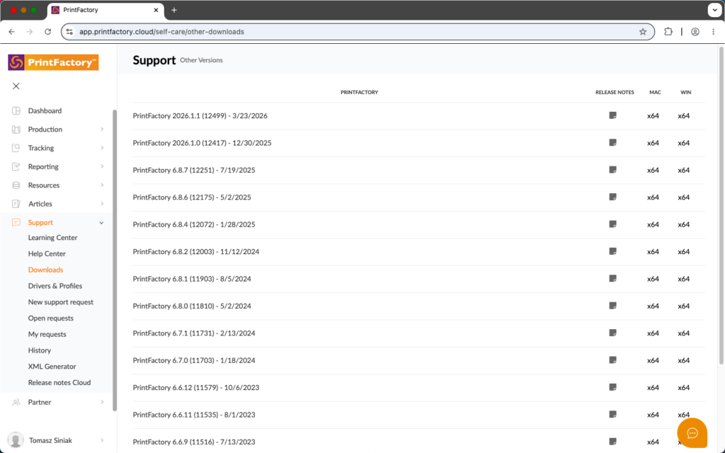 2026-05-21 at 17.07.58 PrintFactory Cloud web app view on macOS PrintFactory dealer FILE TO PRINT Warsaw Poland